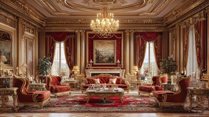 Fototapeta premium Persian floral sculptures in luxury lobby