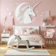 Unicorn Dream Unicorn wall art pastel bedding and a minimalist w