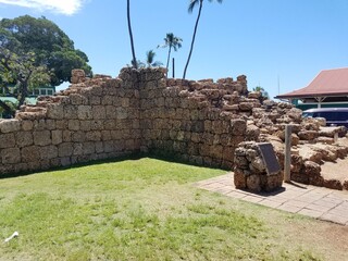 Ruins of old fort Lahaina before the fire