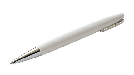 Elegant White Ballpoint Pen with Silver Trim