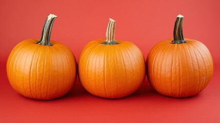 Obraz premium Three pumpkins on an random color background