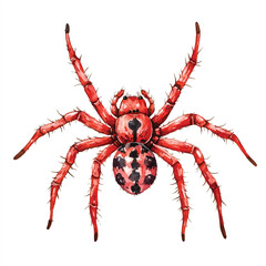 cute Red Spider watercolor clipart illustration isolated