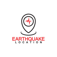 Earthquake Location logo Icon design Isolated on White Background. Map Pin and Earthquake Icon