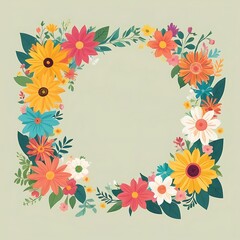 Obraz premium Colorful Floral Wreath with a Light Green Background