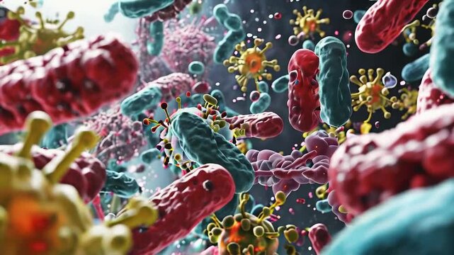  an antibiotic interacting with bacteria, focusing on how it disrupts bacterial cell walls, inhibits protein synthesis, or interferes with DNA replication.