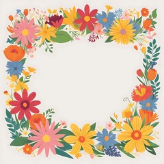 Obraz premium Colorful Floral Frame With White Background