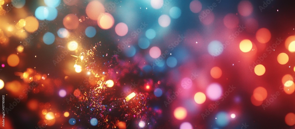 Poster abstract colorful bokeh background with warm and cool tones.