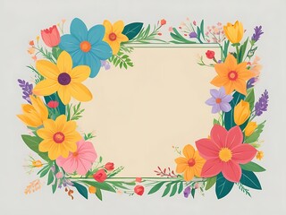 Obraz premium Colorful Floral Border with a Blank Center