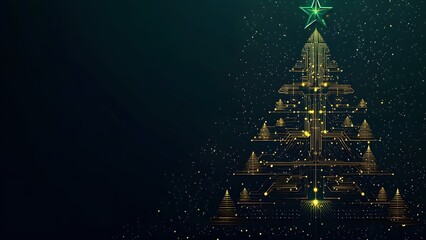 Abstract Circuit Board Line Christmas Tree