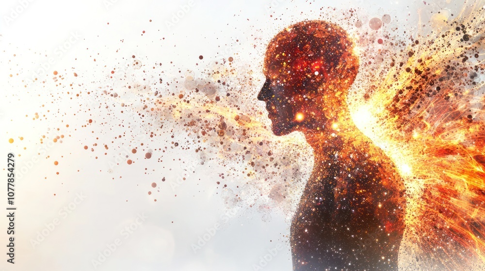 Poster a conceptual representation of a human form disintegrating