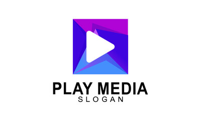 Naklejka premium Play media logo design template 