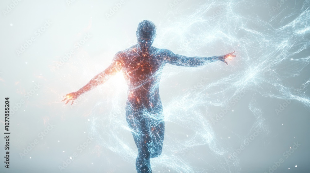 Poster a conceptual representation of a human form disintegrating