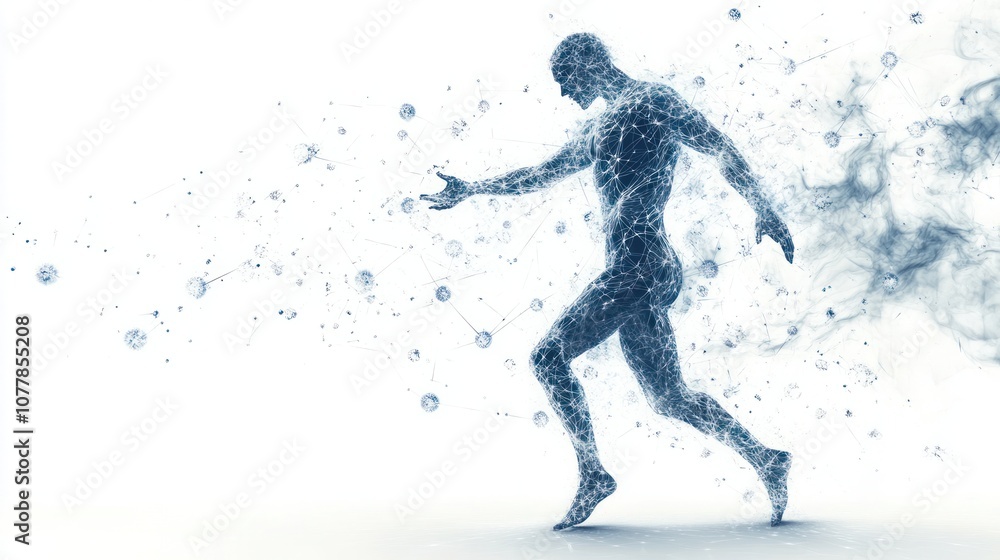 Poster a conceptual representation of a human form disintegrating