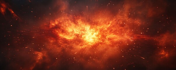 Naklejka premium Fiery explosion with glowing embers in space