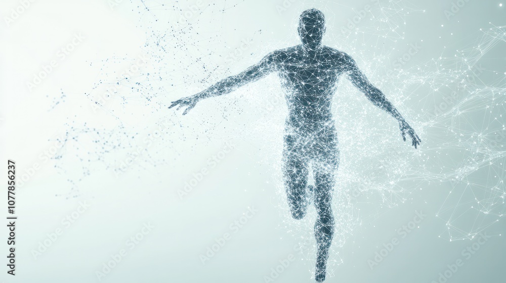 Poster a conceptual representation of a human form disintegrating