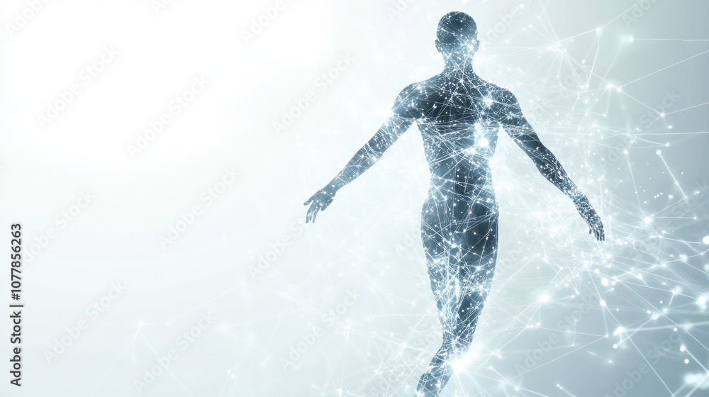 Poster a conceptual representation of a human form disintegrating