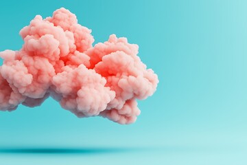 Abstract pink cloud shape on blue background.