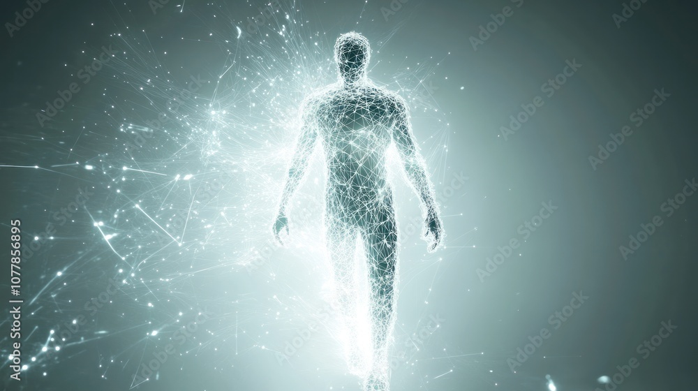 Poster a conceptual representation of a human form disintegrating
