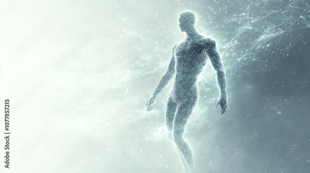 Poster a conceptual representation of a human form disintegrating