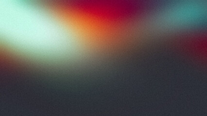 Abstract glowing red green blue orange color grainy gradient background, empty space