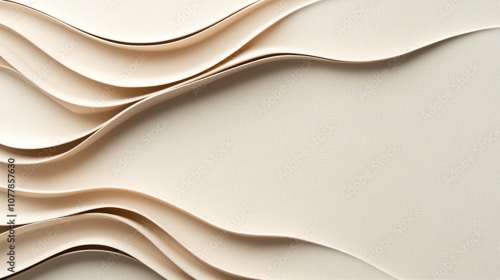 Poster a textured background featuring flowing, wavy lines, creating a sense of movement and depth with sof