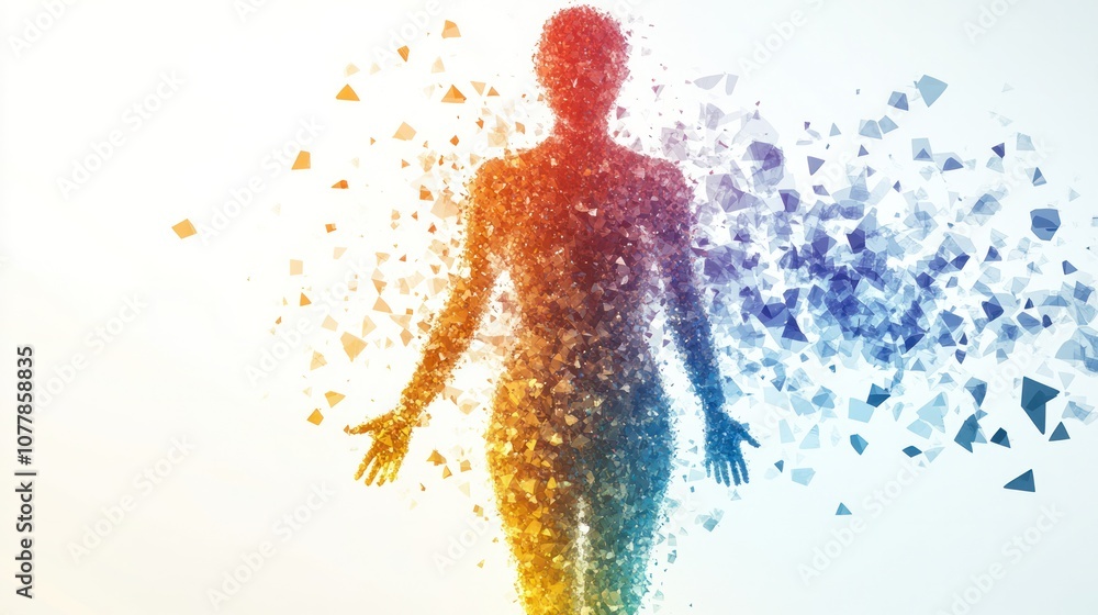 Poster a conceptual representation of a human form disintegrating