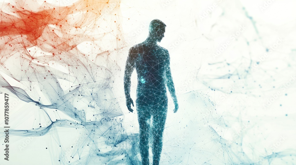 Poster a conceptual representation of a human form disintegrating