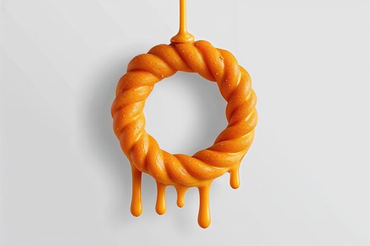 Zesty Cheddar Dripping Loop Illustration on White Background