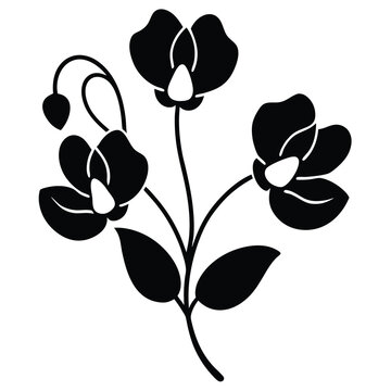 black flowers on stem clip art preview