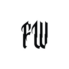 FW monogram logo design letter text name symbol monochrome logotype alphabet character simple logo