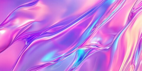 Obraz premium Abstract 80s style rainbow holographic background with blurred textures in violet pink and mint colors 