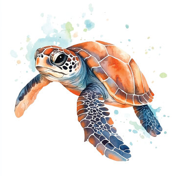 recommend clip art: cute Sea Turtle watercolor clipart illustration isolated