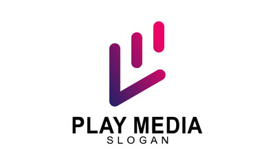 Play media logo design template 