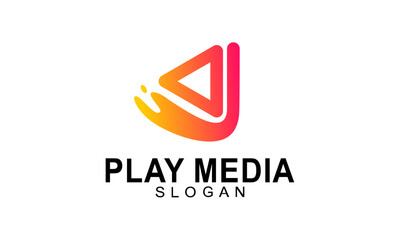 Play media logo design template 
