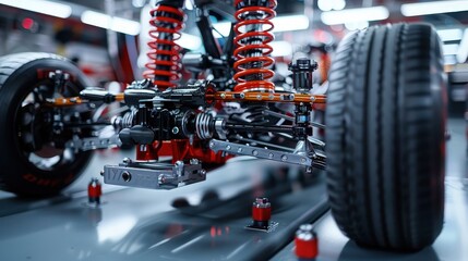 Obraz premium Exploring the Intricacies of a Cutting-Edge Suspension System in Automotive Engineering