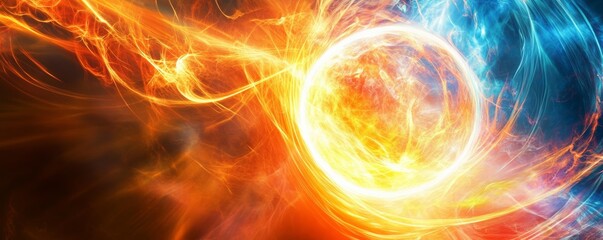 Fiery vortex with dynamic energy swirl, abstract