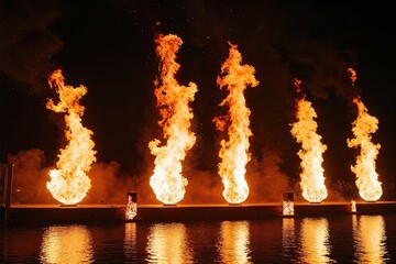 Showcasing Fiery Effects with Flames and Pyrotechnic Lighting