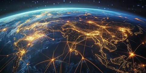 Global business expanding horizons with international CRM development, showcasing interconnected markets, diverse teams, and innovative strategies for growth and customer relationship management. 