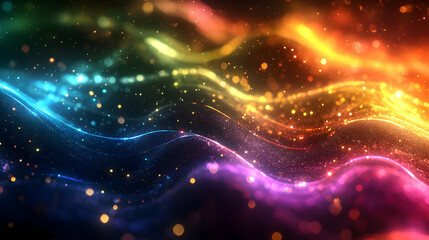 Fototapeta premium Abstract Background with Rainbow Lights and Shimmering Particles