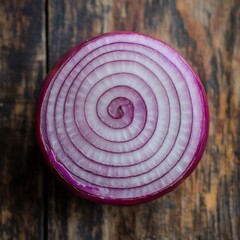 A Cross-Section of a Red Onion with Visible Layers