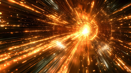 Abstract 3D Background with Golden Light Streaks