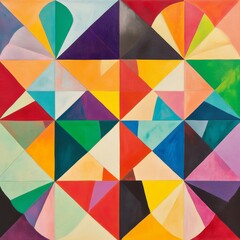 Abstract Geometric Composition with Vivid Colors and Triangular Shapes