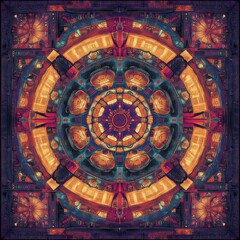 Obraz premium Abstract Mandala with Red, Orange, Blue, and Purple Colors