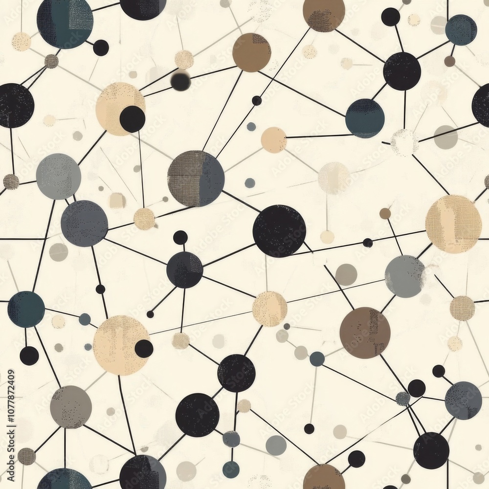 Poster abstract geometric pattern with connected circles and lines