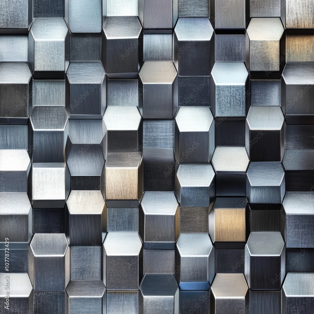 Poster metallic hexagon pattern with brushed texture