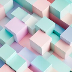 Abstract Geometric Pattern of Pastel-Colored Cubes