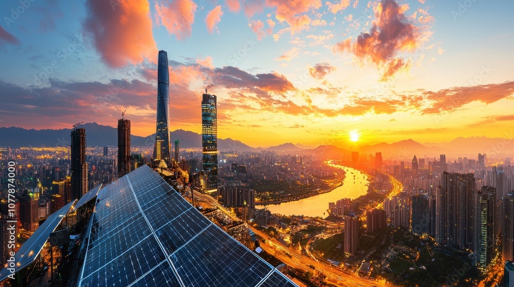 Poster transform urban spaces harnessing renewable energy with solar roofs to create open areas for sustain
