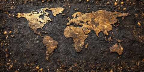 Global Soil Conservation : Image of the world map with earthy tones, symbolizing global soil conservation and World Soil Day awareness
