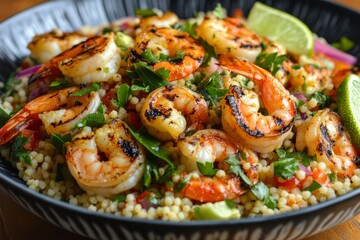 Grilled Shrimp and Couscous Salad with Avocado and Lime
