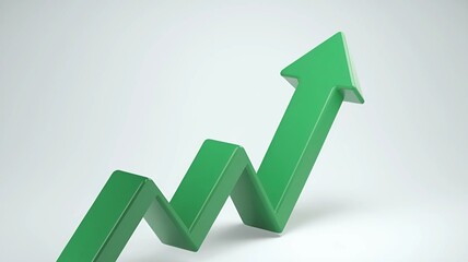 graph with arrow 3d green growth investment business up upward finance 
